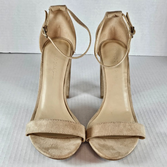 Wild Diva Lounge Nude Sandal With Wrapped Block Heel & Ankle Strap Size 8.5 - Picture 2 of 10